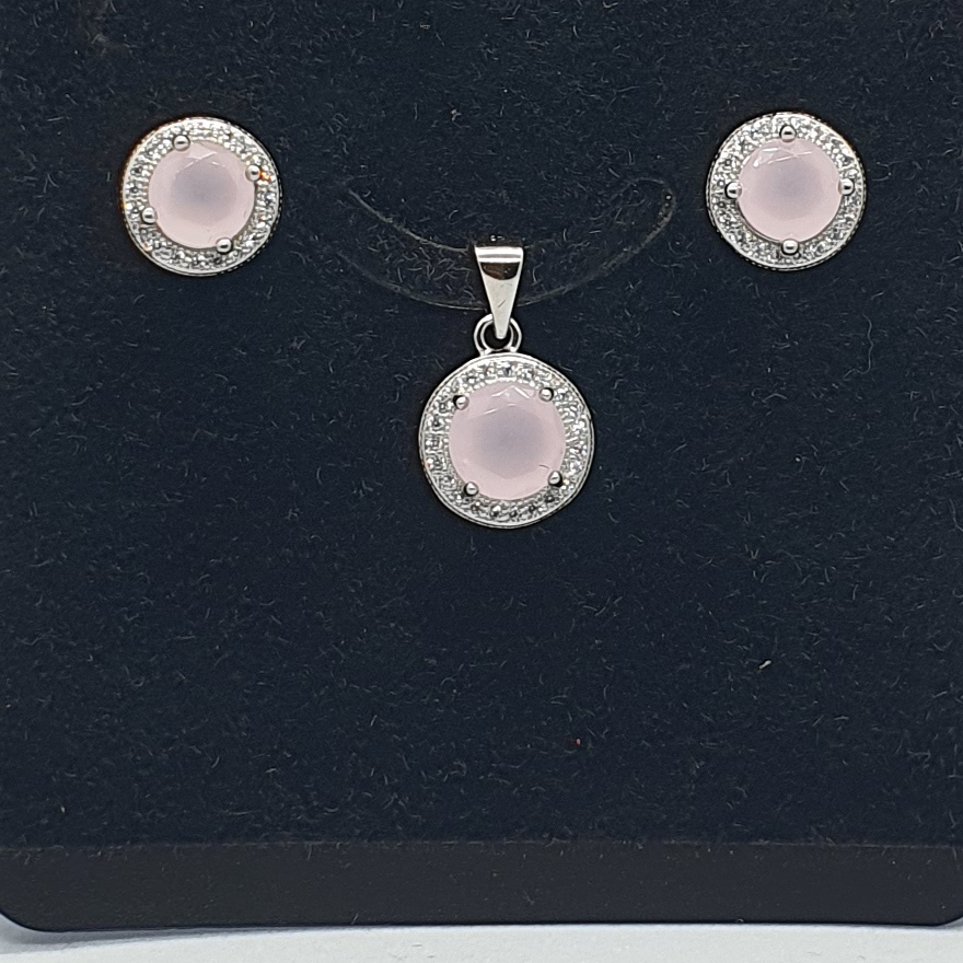 Silver 92.5 Pink Stone Standard Set