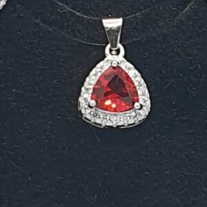 Silver 92.5 red stone pendant set