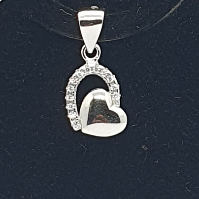Silver 92.5 Heart Shape Fancy Pendant Set - Image 2