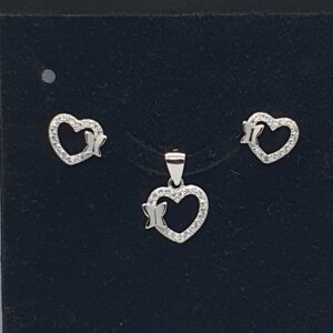 Silver 92.5 Heart Shape Pendant Set