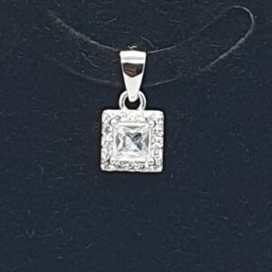 Silver 92.5 White Diamond Ladies Pendant Set