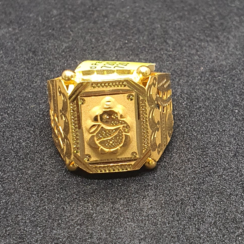 Gold 91.6 Ganpati Design Gents Ring