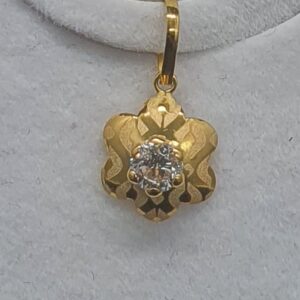 Gold White Diamond Pendant Set