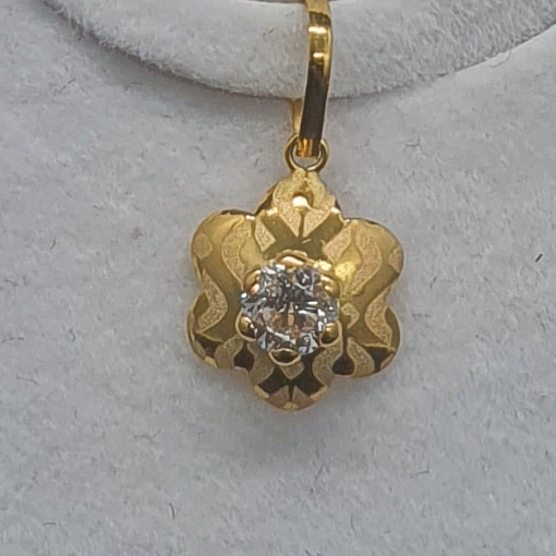 Gold White Diamond Pendant Set - Image 2