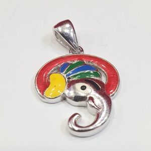 Silver Ganpati Minakari Fancy Pendant