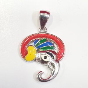 Silver Ganpati Minakari Fancy Pendant