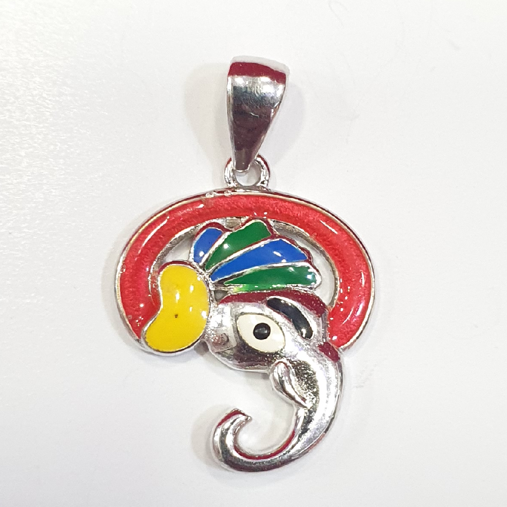Silver Ganpati Minakari Fancy Pendant