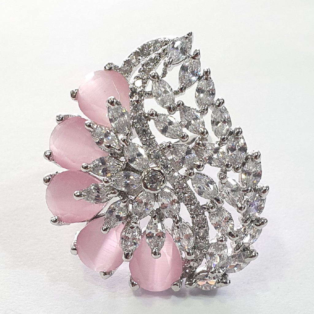 Ruby Pink And White Diamond Fancy Ring