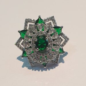 Ruby Green And White Stone Micro Rings