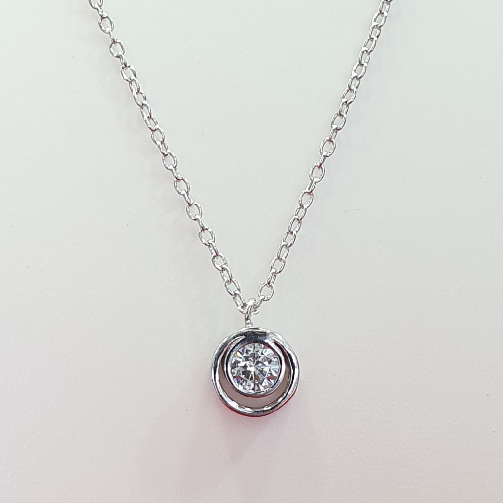 Silver 925 white stone chain pendant - Image 2