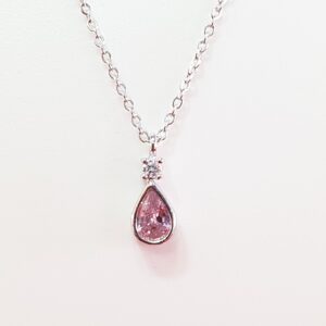 Silver 92.5 Pink Diamond Chain Pendant