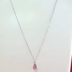 Silver 92.5 Pink Diamond Chain Pendant