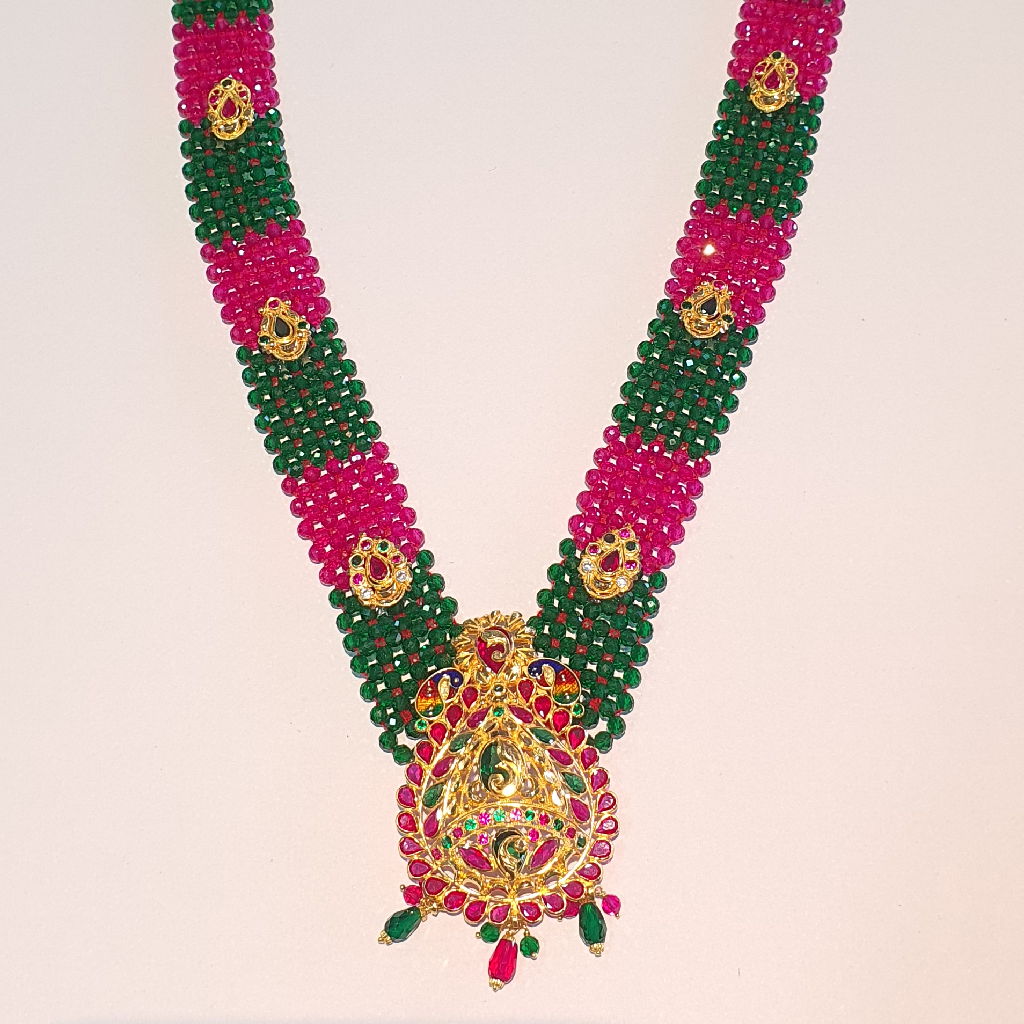 18.k Rajwadi Moti Peacock Necklace