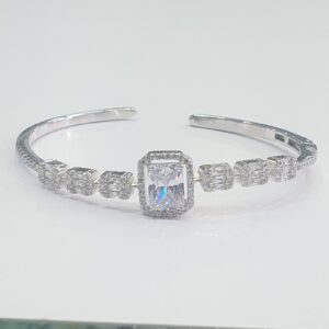 Silver 92.5 white stone fancy kada