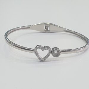 Silver 92.5 heart shape fancy kada