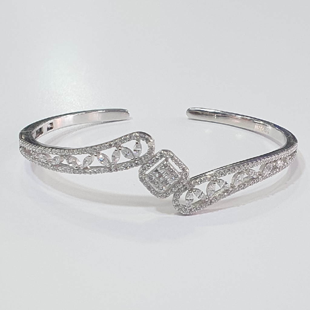 Silver 92.5 White Diamond Kada