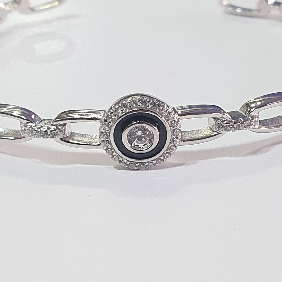 Silver 92.5 diamond fancy simple kada - Image 2