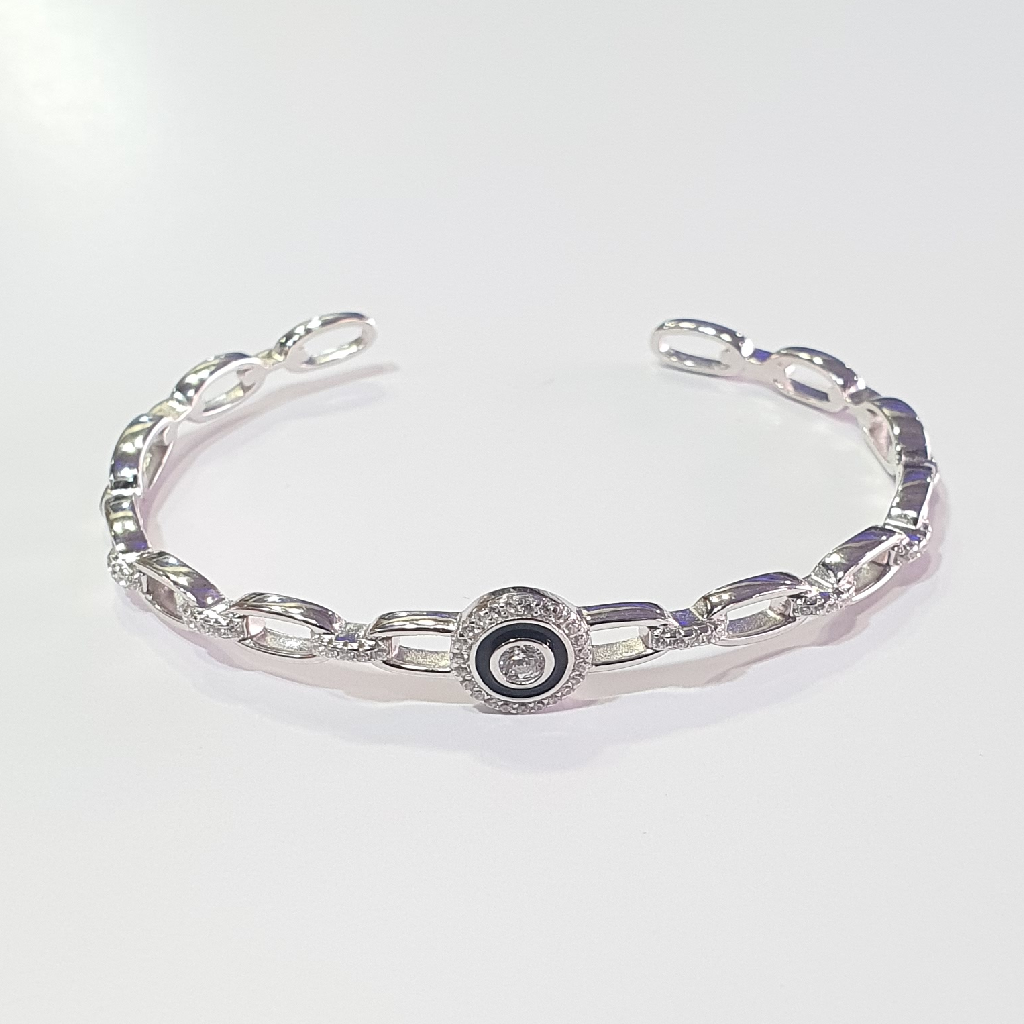 Silver 92.5 diamond fancy simple kada