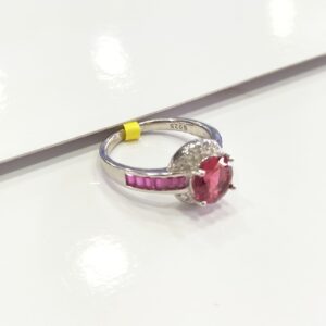 Silver 92.5  Fancy Design Pink Diamond Ladies Ring