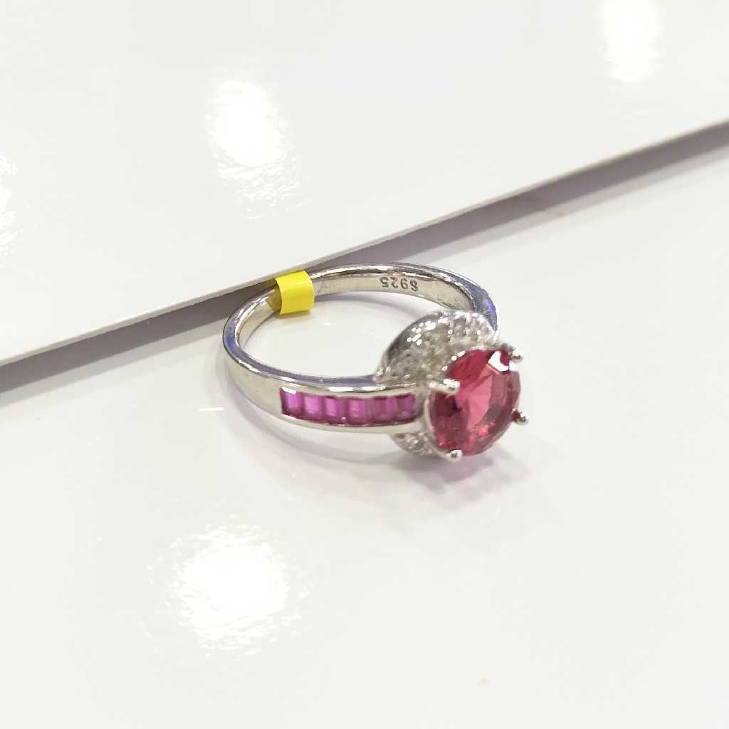 Silver 92.5 Fancy Design Pink Diamond Ladies Ring - Image 2
