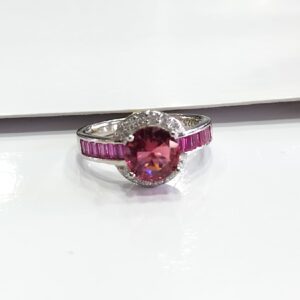 Silver 92.5  Fancy Design Pink Diamond Ladies Ring