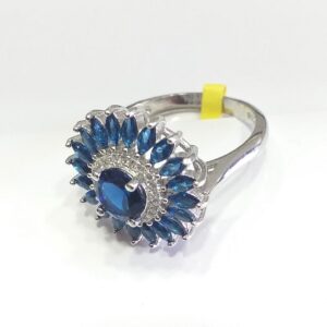 Silver 92.5 Blue Diamond Ladies Ring