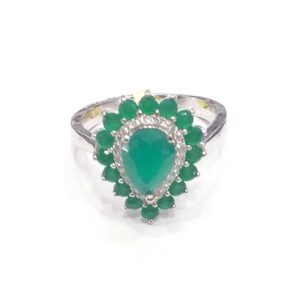 Silver 92.5 Green Diamond Ring