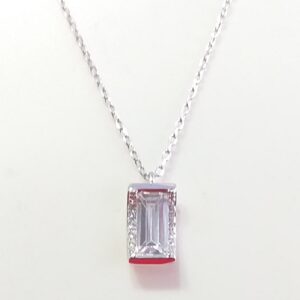 Silver.92.5 White Stone Pendant chain