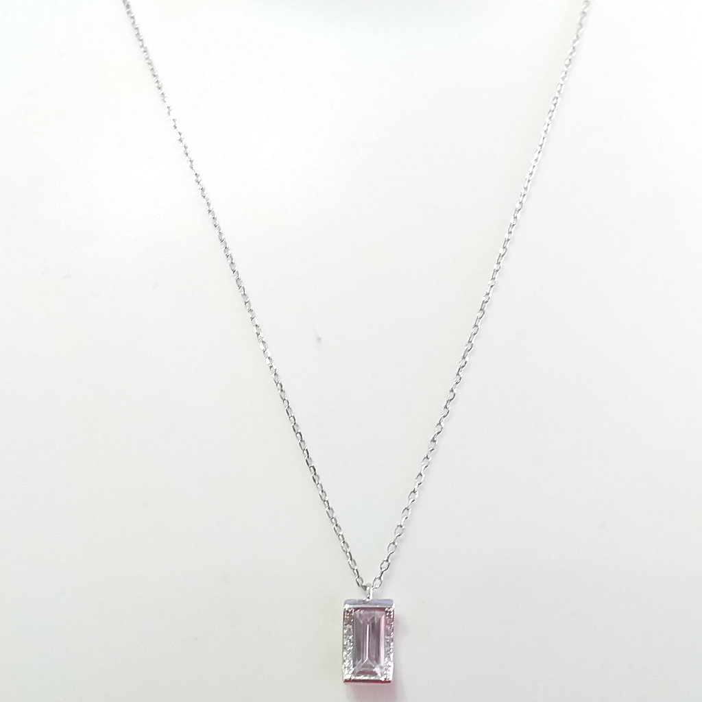 Silver.92.5 White Stone Pendant chain