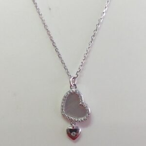 Silver 92.5 Fancy Design Heart Shape Pendant chain