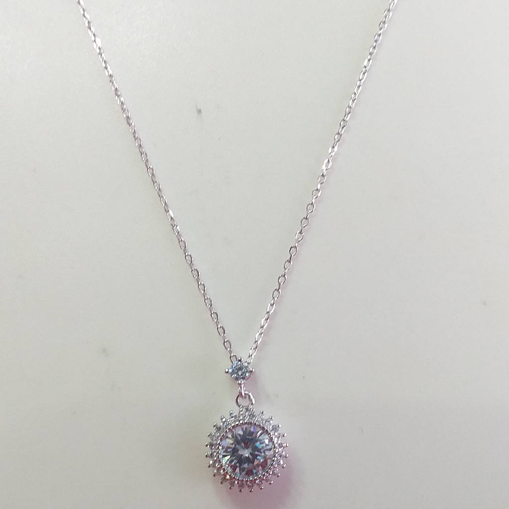 Silver 92.5 Fancy White Diamond Pendant Chain - Image 2