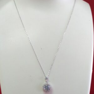 Silver 92.5 Fancy White Diamond Pendant Chain