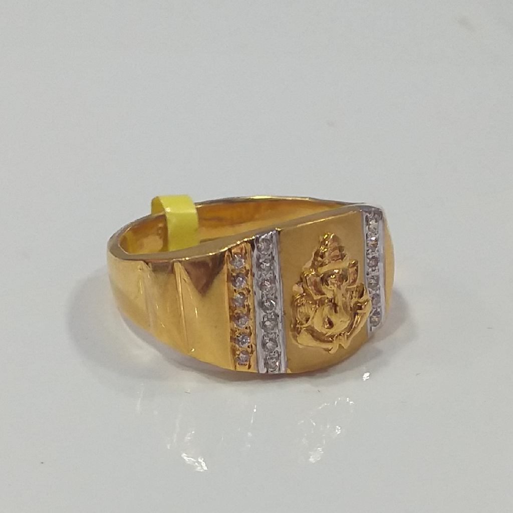 22.k 91.6 Gold Ganpati Design Ring - Image 2