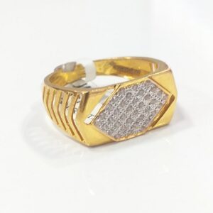 Gold 91.6 White Diamond Fancy Gents Ring