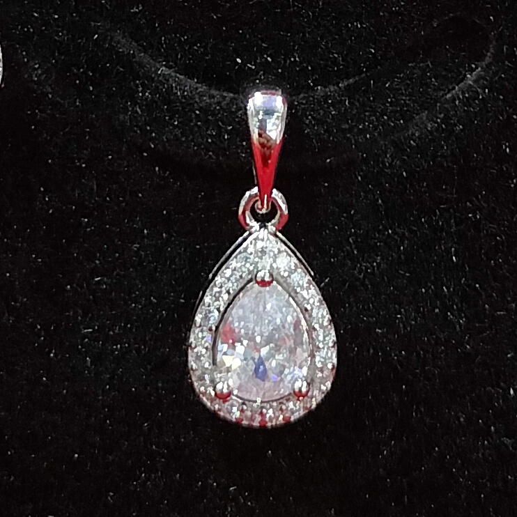 92.5 silver white diamond fancy pendant set - Image 2