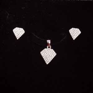 92.5 Silver Crystal Open Heart Pendant Set