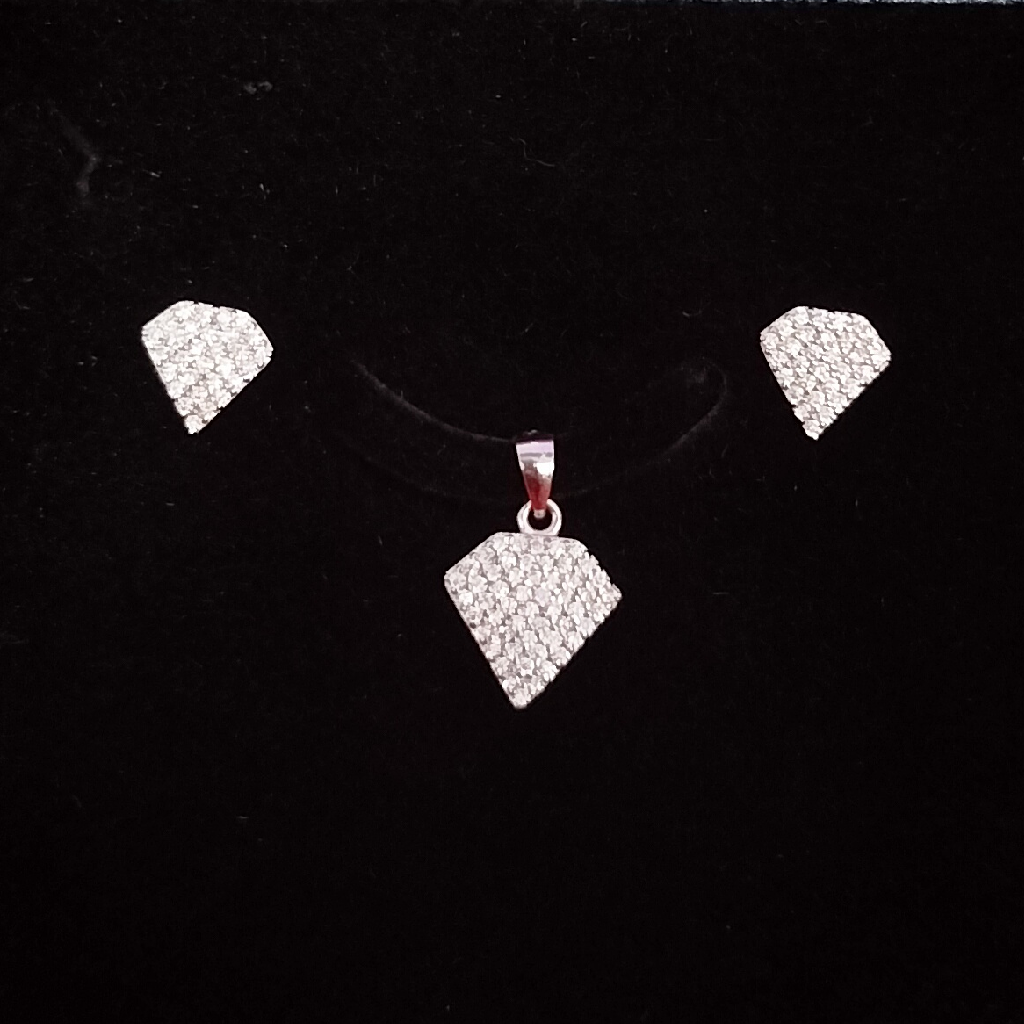 92.5 Silver Crystal Open Heart Pendant Set