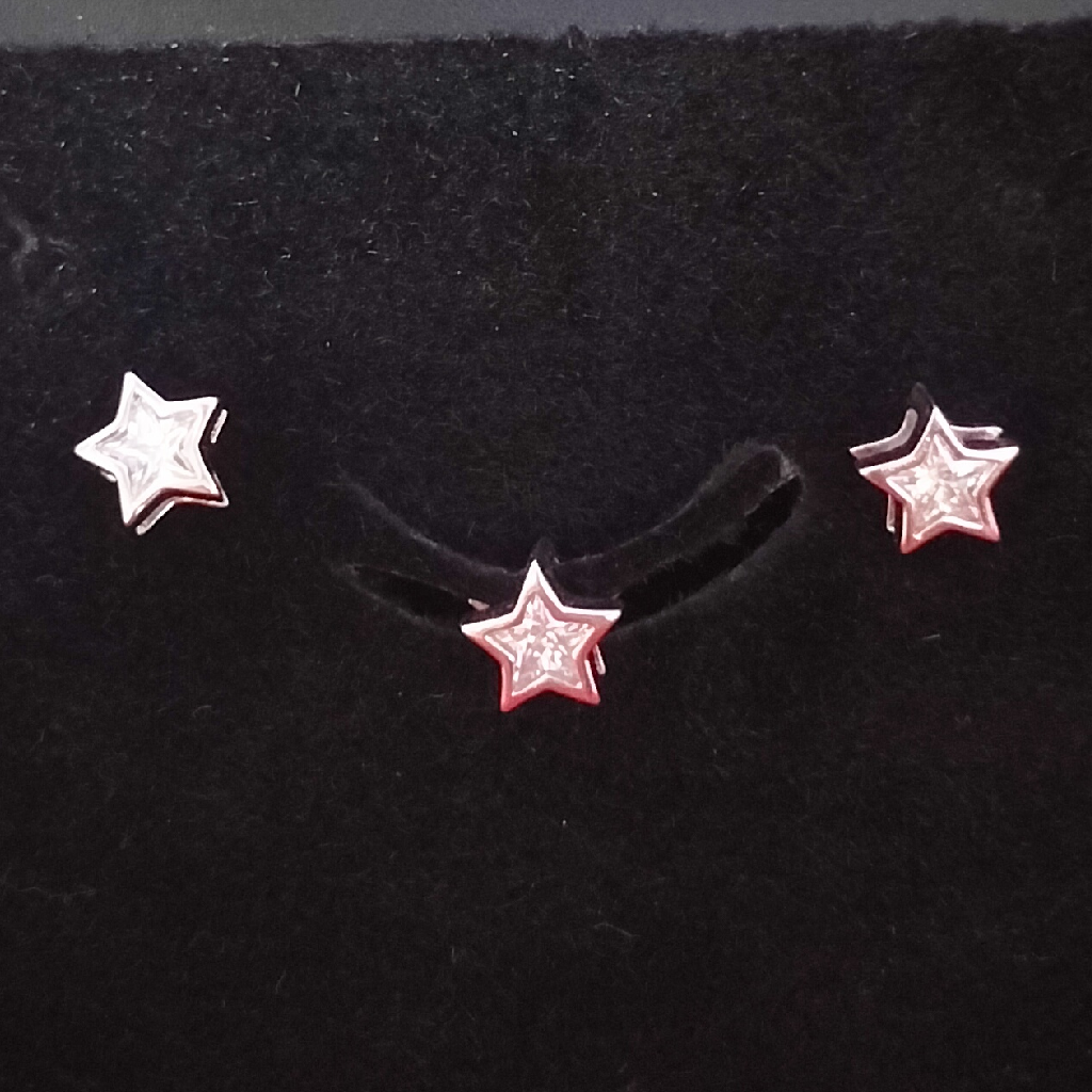 92.5 silver white diamond star design Pendant set - Image 2