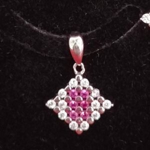 92.5 silver pink and white diamond pendant set