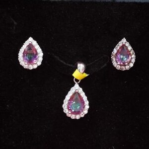 92.5 silver mystic diamond pendant set