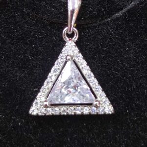 92.5 Silver White Diamond Fancy Ladies Pendant Set
