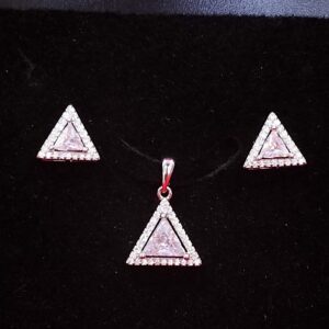 92.5 Silver White Diamond Fancy Ladies Pendant Set