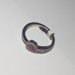 92.5 Silver Pink And White Diamonds Ring