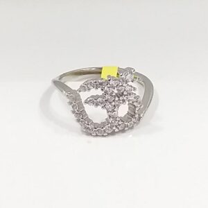 92.5 Silver Om Design Diamond Ring