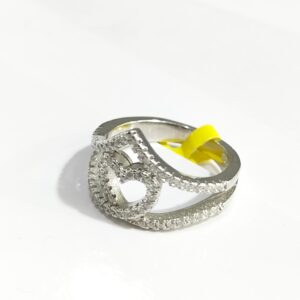 Silver 92.5 Fancy Diamond Heart Shape Ring