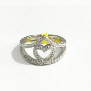Silver 92.5 Fancy Diamond Heart Shape Ring