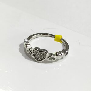 Silver 92.5 Heart Shape Diamond Fancy Ring