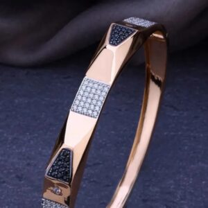 18k Rose Gold Black And White Diamond Gents Kada