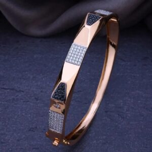 18k Rose Gold Black And White Diamond Gents Kada