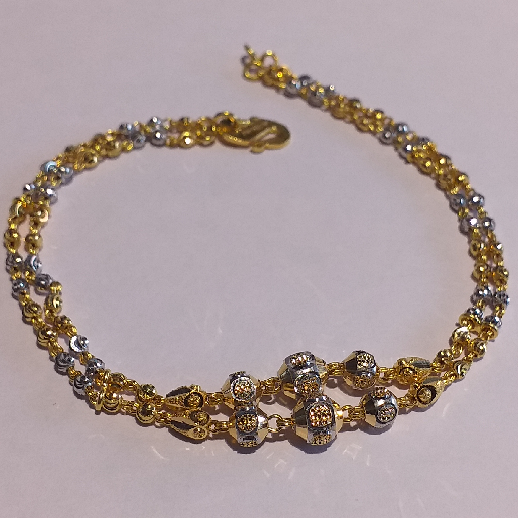 91.6 Gold Two Line Sangam Balls Ladies Bracelet